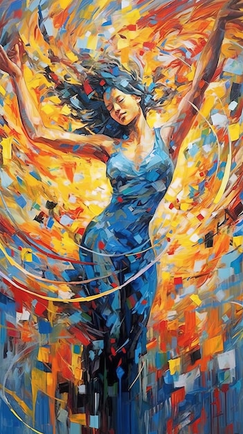 Oil painting of a dancing woman