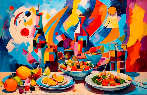 Foto cena a olio nello stile di kandinsky