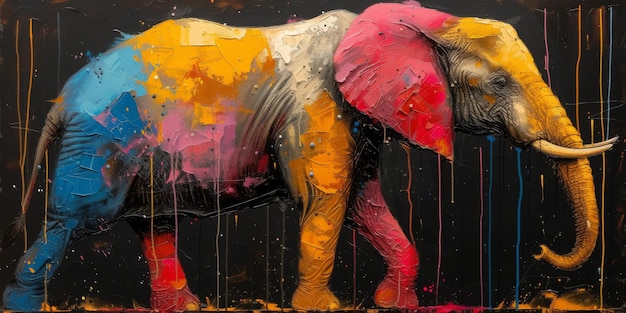 Foto pittura a olio di un artista elefante collezione di dipinti di animali per decorazione e interni