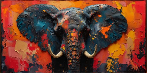 Oil painting of elephant artist collection of animal painting for decoration and interior