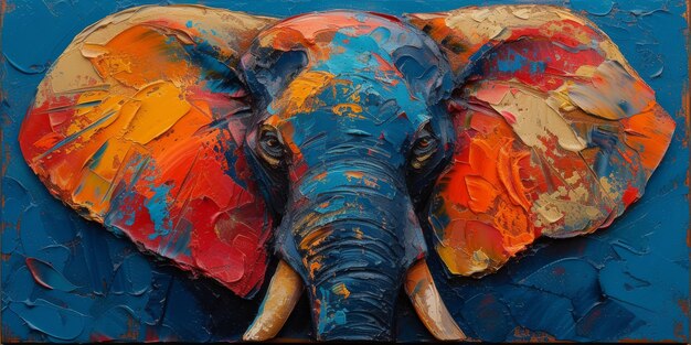 Foto pittura a olio di un artista elefante collezione di dipinti di animali per decorazione e interni