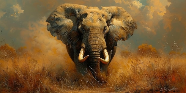 코끼리 예술가의 오일 페인팅 장식 및 인테리어용 동물 페인팅 컬렉션