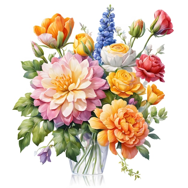 Photo oil painting flower arrangement bouquet generative ai