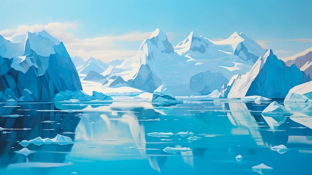 oil painting icebergs in the sea