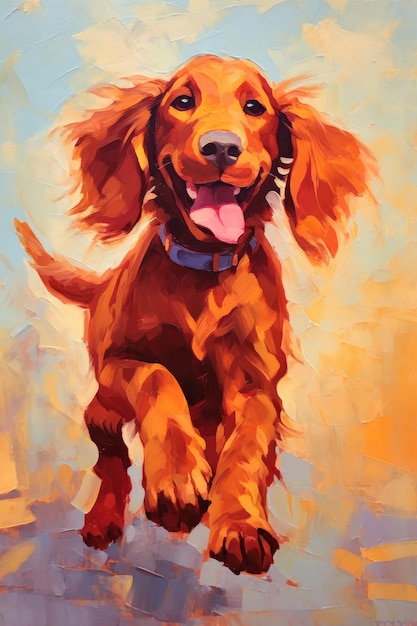 Oil painting of an Irish Setter