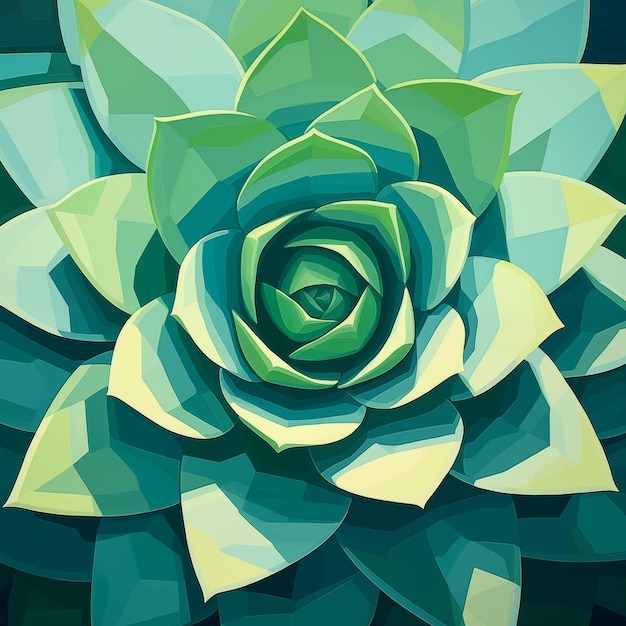 oil painting of large green succulent