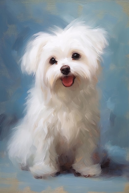 Oil painting of a Maltese