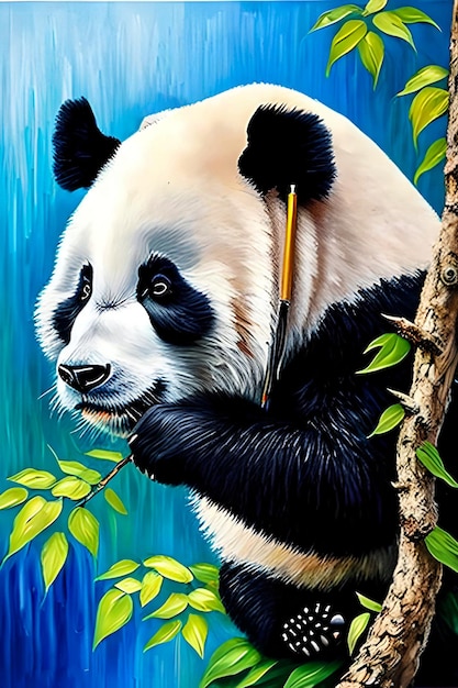 Oil painting a panda