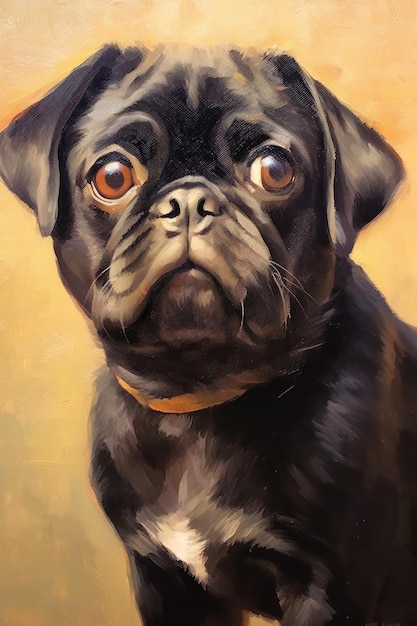 Oil painting of a Pug