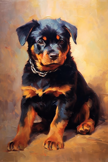 Photo oil painting of a rottweiler