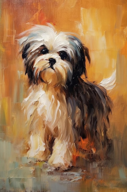 Oil painting of a Shih Tzu