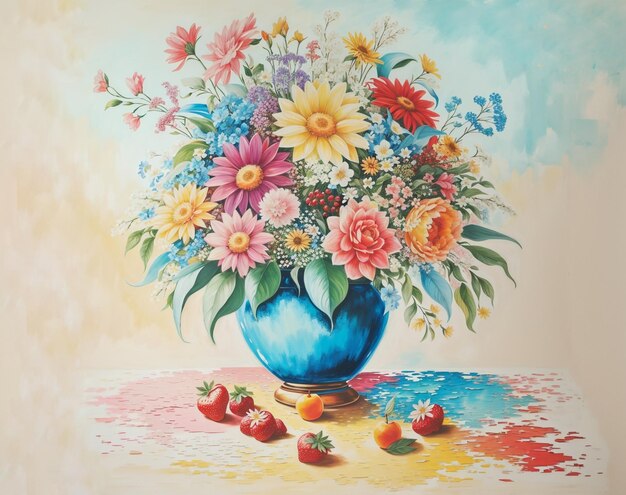 oil painting style flower painting illustration 22