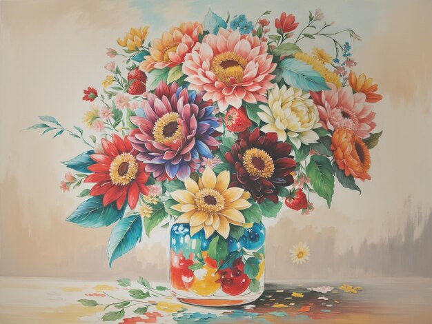 oil painting style flower painting illustration 33