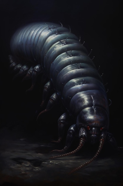 Photo oil painting of worms hyper realistic horror illustration style extremely detailed moody