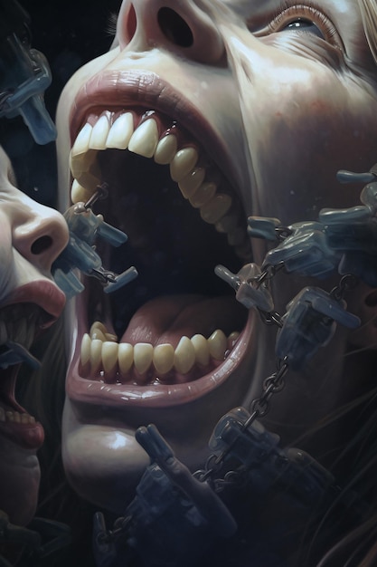 Oil Painting of worms Hyper realistic Horror Illustration style extremely detailed moody