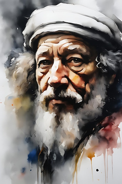 Oil PaintingStyle Portrait of a Sufi Printable Quality Poster