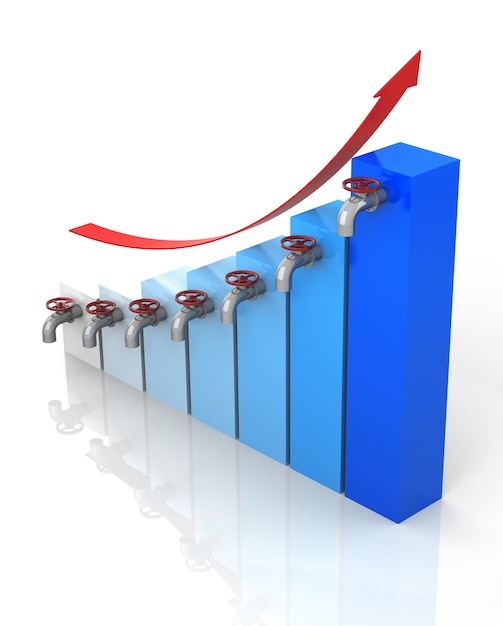 Oil Prices Chart. Digitally Generated 3D Image