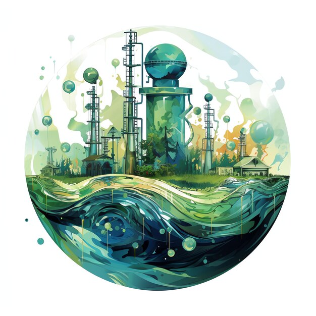 oil production green energy green and teal colors transparent background