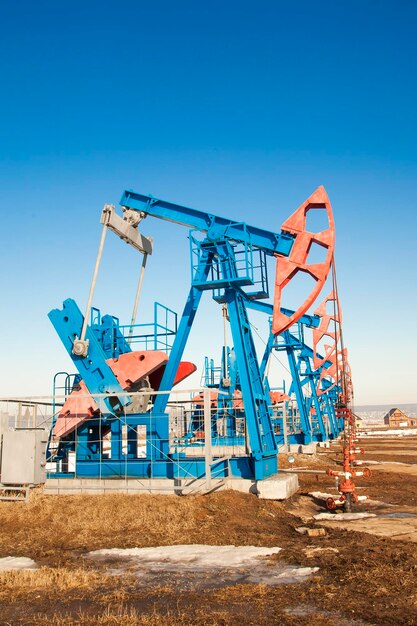 Oil pump on background of blue sky