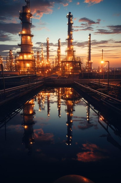 Oil refinery industrial background