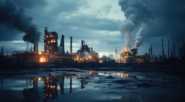 Oil refinery industrial background