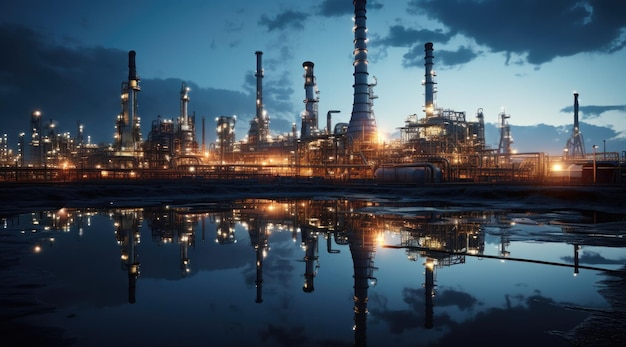 Photo oil refinery industrial background