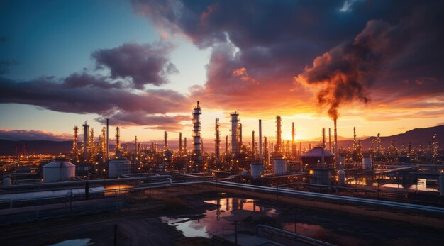 Oil refinery industrial background