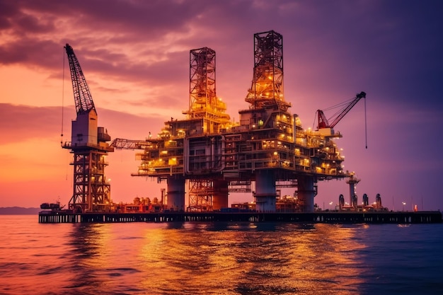 Photo oil refinery industry at sunrise