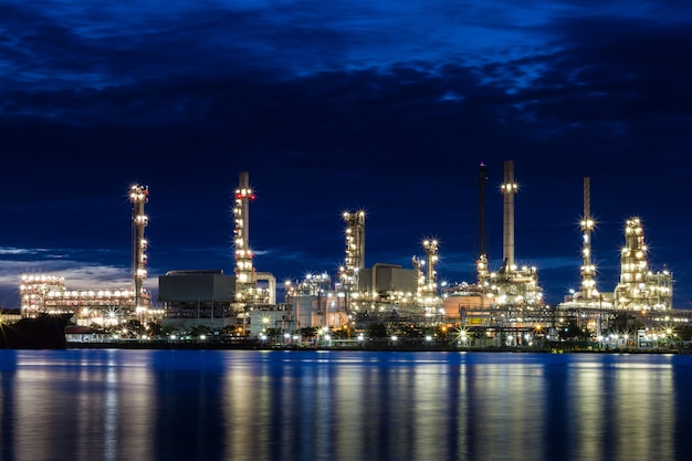 Oil refinery plant area at twilight 