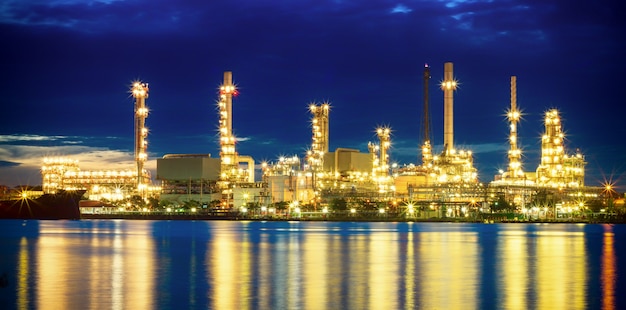 Oil refinery plant at twilight