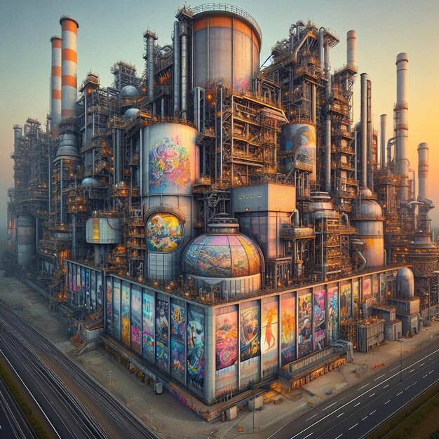 A oil refinery plant