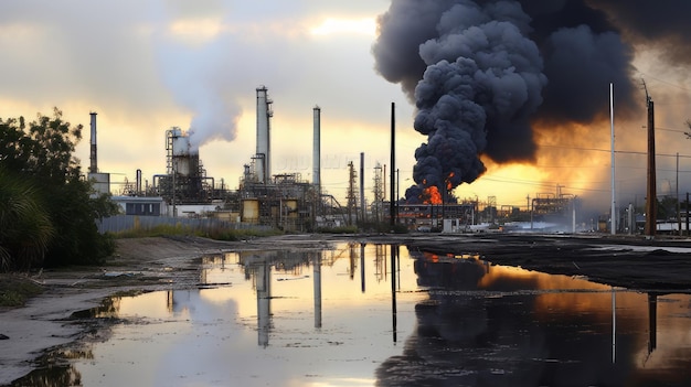 Oil refinery pollution affecting nearby communities