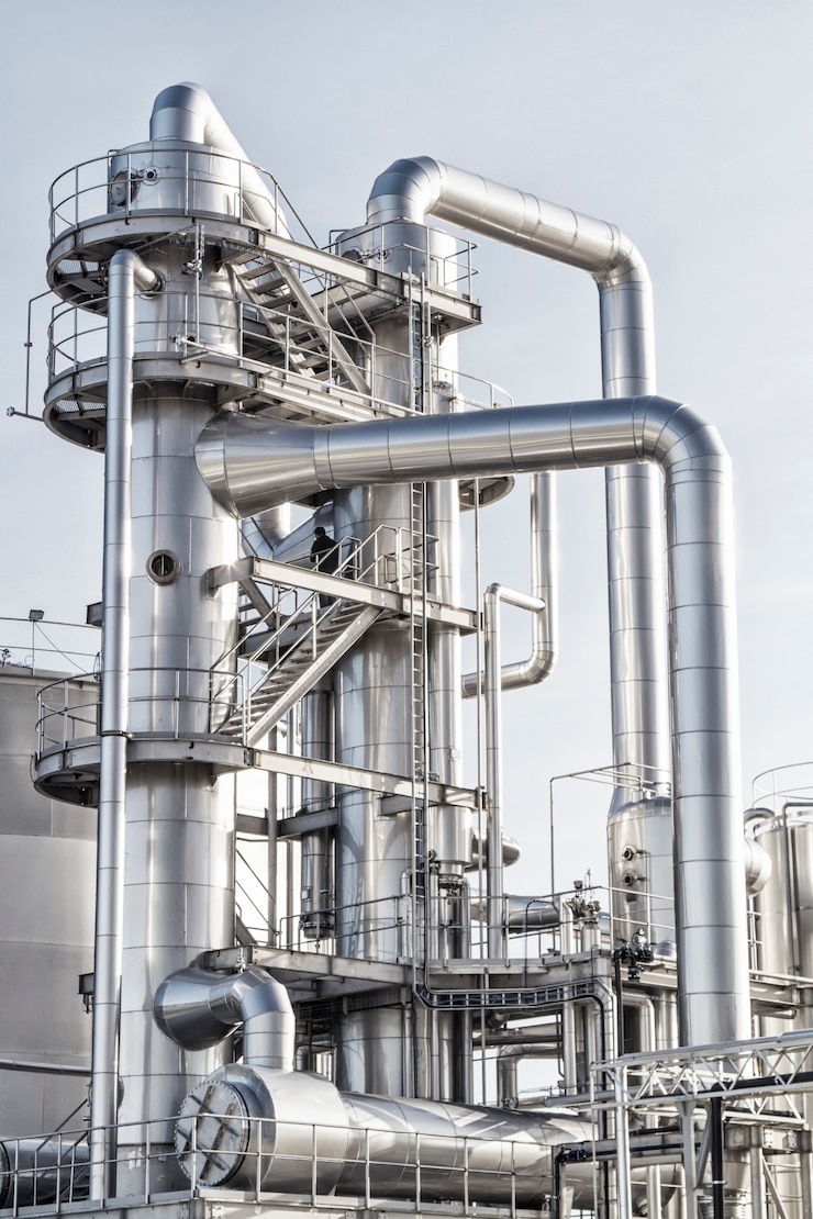 Photo oil refinery shiny tubes