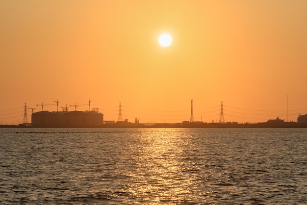Oil refinery at sun light 