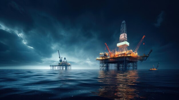 海上の石油リグ