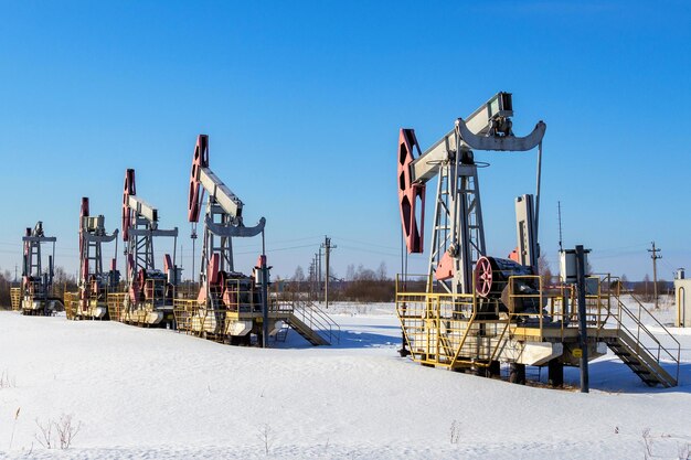 Oil rocking chair in winter. Oil production in the North