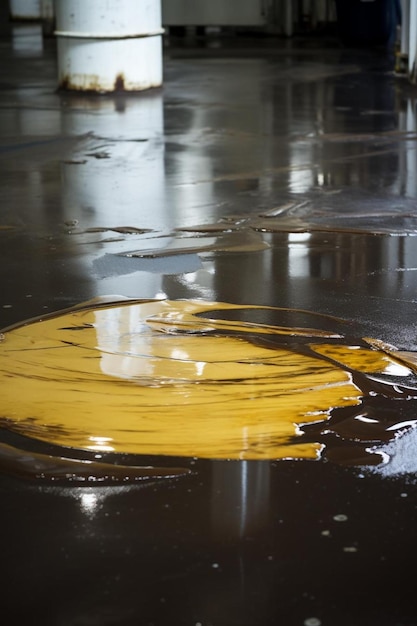 Photo oil of tank leak on the floor