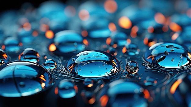 Oil and water droplets