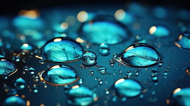 Oil and water droplets