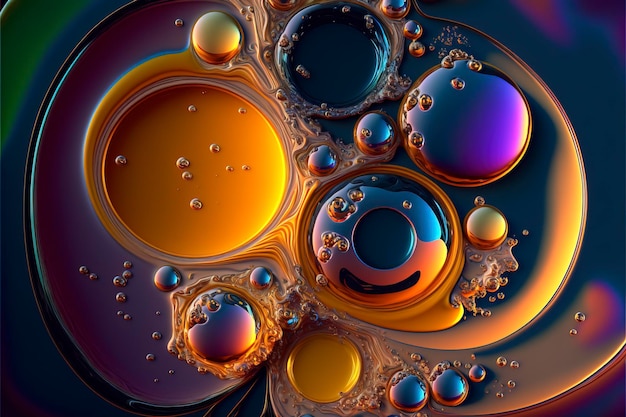 oil and water mixtures of different colors