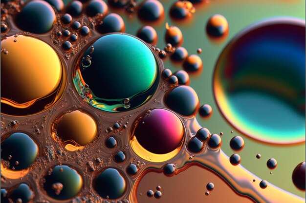 oil and water mixtures of different colors