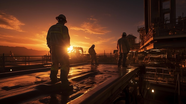 Foto i lavoratori del petrolio stanno lavorando