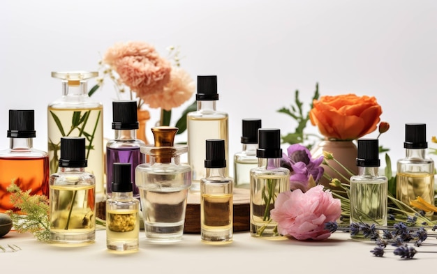 Oils and Perfumes in Bazaar Scented Elegance On White Background