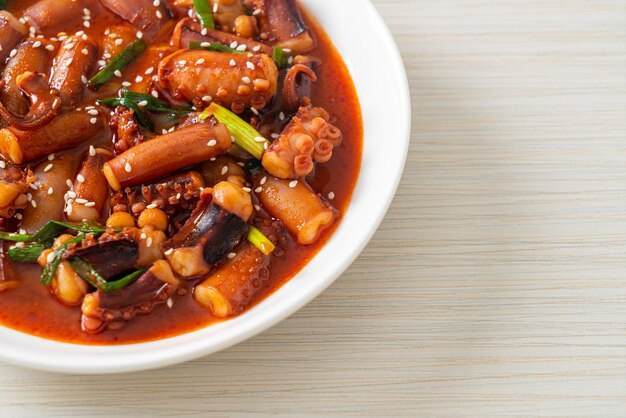 Ojing-O-Bokeum - Stir-fried squid or octopus with Korean spicy sauce - Korean food style