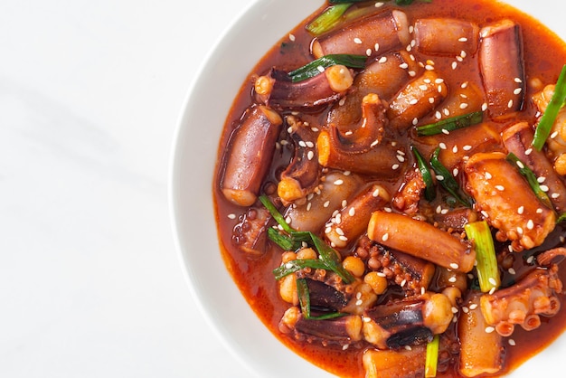 Ojing-O-Bokeum - Stir-fried squid or octopus with Korean spicy sauce - Korean food style