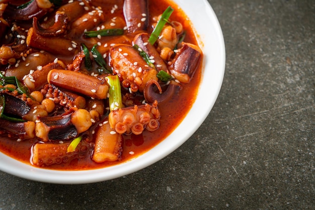 Ojing-O-Bokeum - Stir-fried squid or octopus with Korean spicy sauce - Korean food style