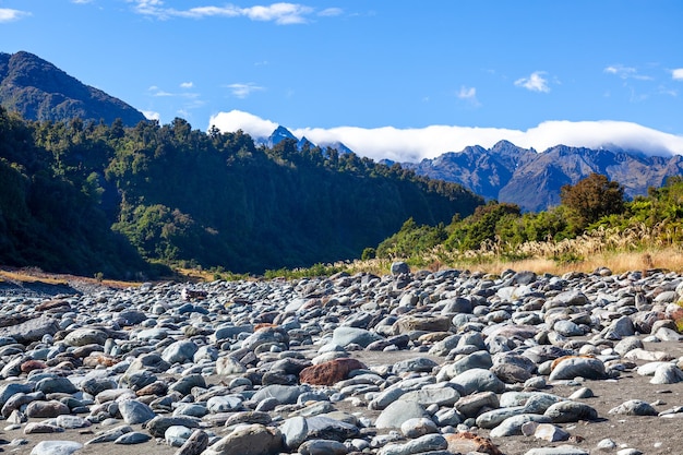 Okarito dried up river bed in New Zealand