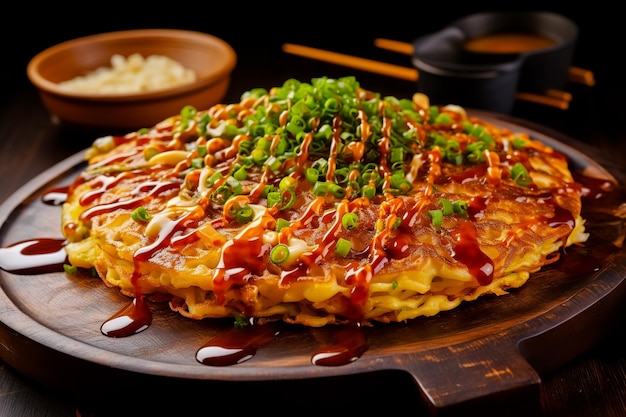 Photo okonomiyaki traditional japanese dishes