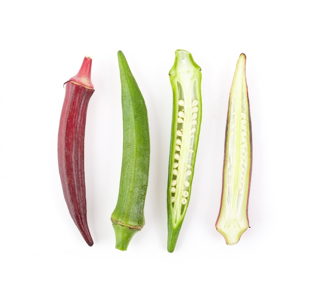 Okra isolated on the white backgroud