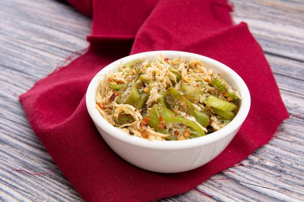 Okra salad in a bowl